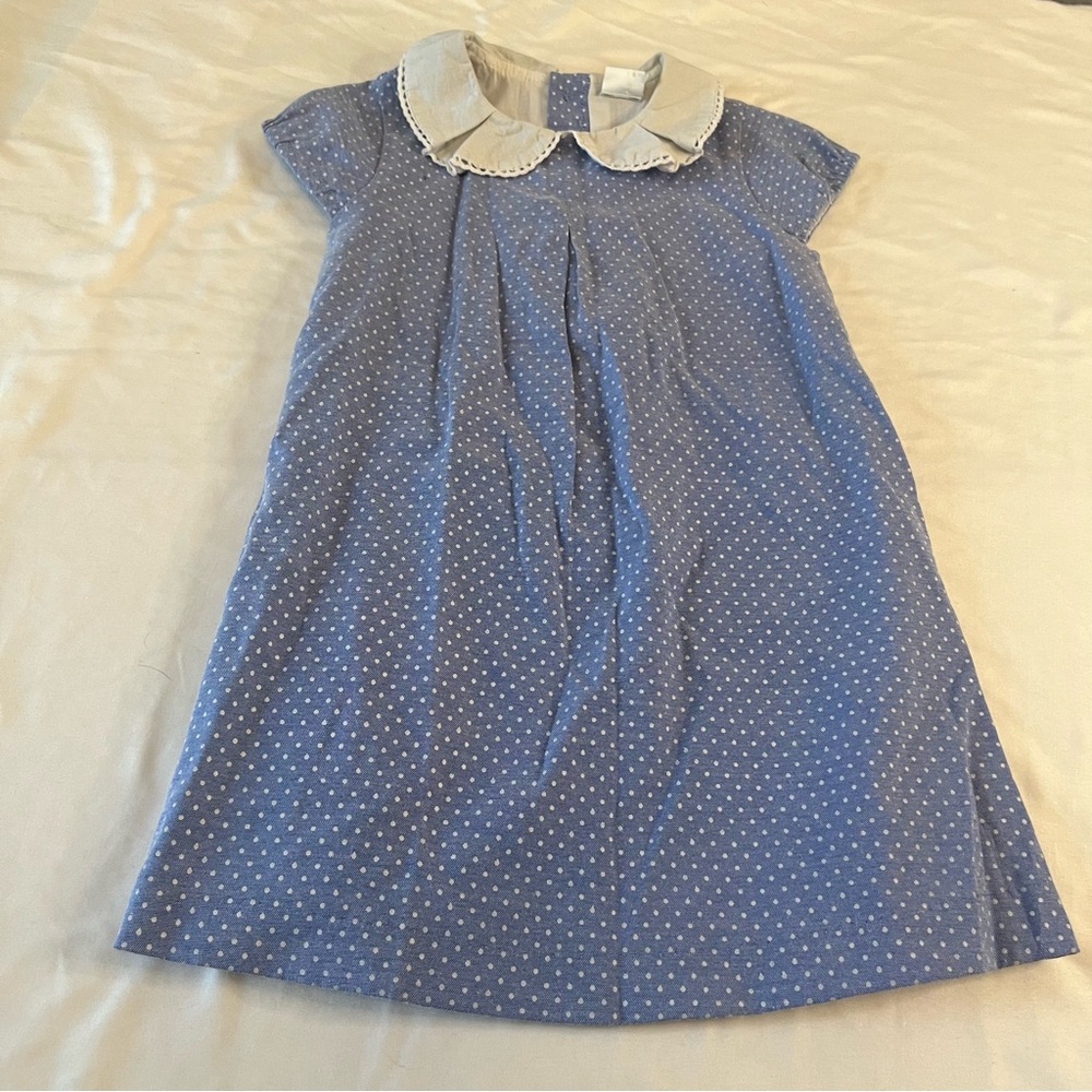 Edgehill Collection Girls Blue Polka Dot Peter‎ Pan Collar Dress Size 3T